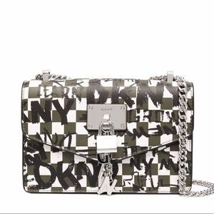 NWOT DKNY Check-graffiti Shoulder Bag In Green crossBag